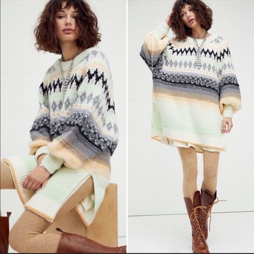 Free People Frozen Forest Oversized Sweater